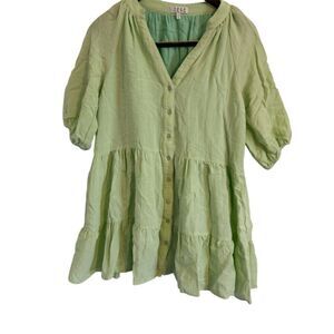 TCEC Mint Green Lightweight Blouse Tunic Tiered Short Sleeve Size Medium